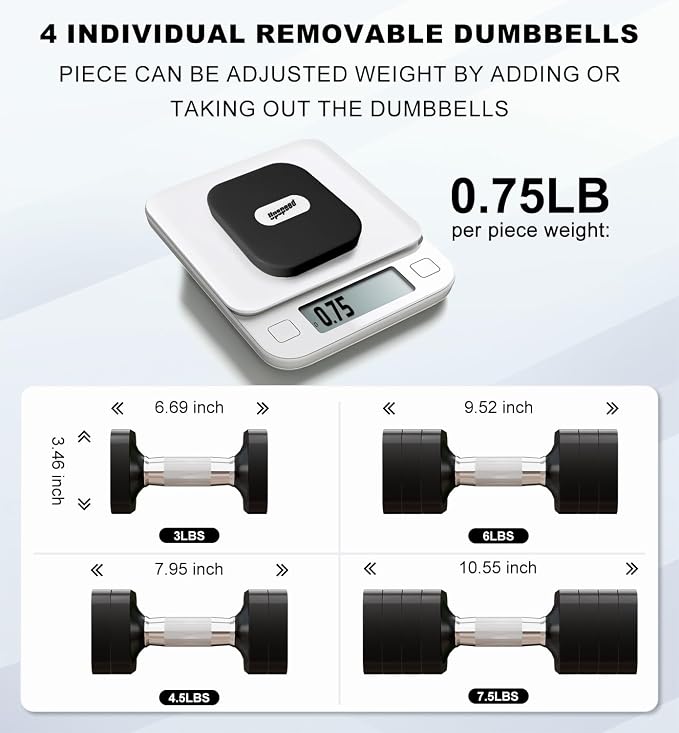 Adjustable Dumbbell Set for Women Men 7.5LB/10LB/15LB/20LB/25LB Each | Dumbbells Set of 2, Free Weight Set at Home Gym, Hand Weights with Locking/Metal Handle for Exercise Muscle Toning Rehab