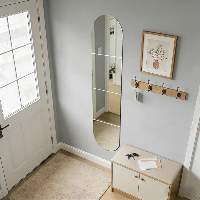 8-piece set of acrylic wall mounted mirrors, 12x12 inch self-adhesive frameless square combined with curved makeup lenses, flexible plastic lenses for bedrooms, home use, gym doors (8pcs - 12‘’×12‘’)