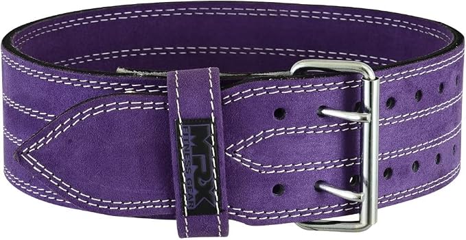 MRX Powerlifting Leather Belt 4" Wide 10mm Thickness Training Fitness Back Support Bodybuilding Belts with Steel 2 Prong Buckle