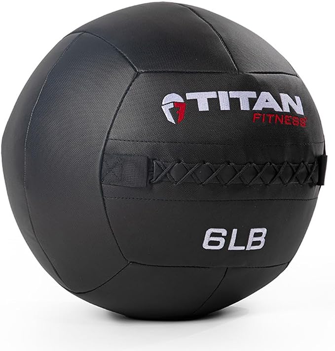 Titan Fitness LB Soft Shell Medicine Wall Ball with Poly-Composite Laminate Cross Texture Non-Slip Grip for Throwing, Core Strength, Floor Exercises, Stretching