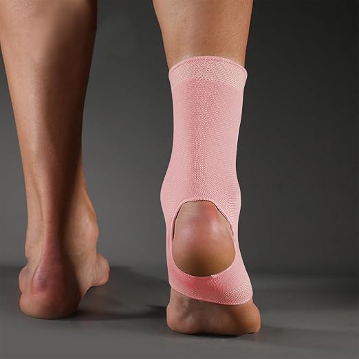 SPOTBRACE Ankle Brace Compression Sleeve, Ankle Support For Women Men 2Pack | Elastic, Open Heel, Pink, Breathable, Thin, Soft, Foot Compression Sock Wrap for Swelling, Plantar Fasciitis, Sprain, Size S