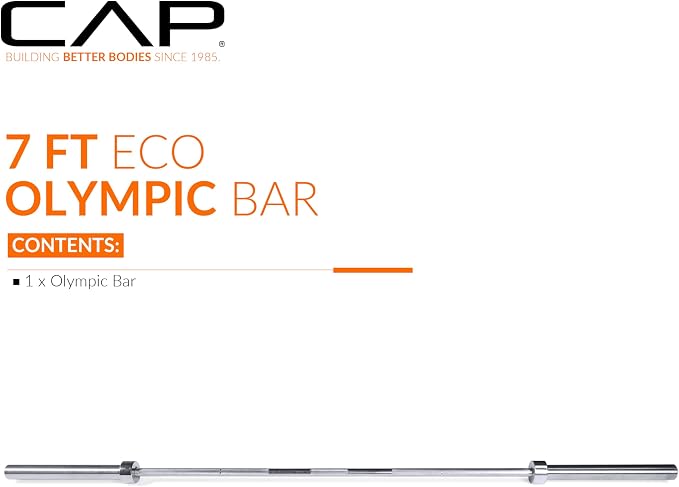 CAP Olympic Barbell - 5FT, 6FT, & 7FT Strength Training Weight Bars, Multiple Options