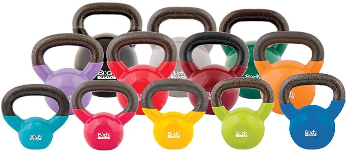 Body Sport Cast Iron Vinyl Coated Kettlebells – Kettlebell for Weight Lifting – Strength Training Kettlebell – Professional Fitness for Gym & At Home