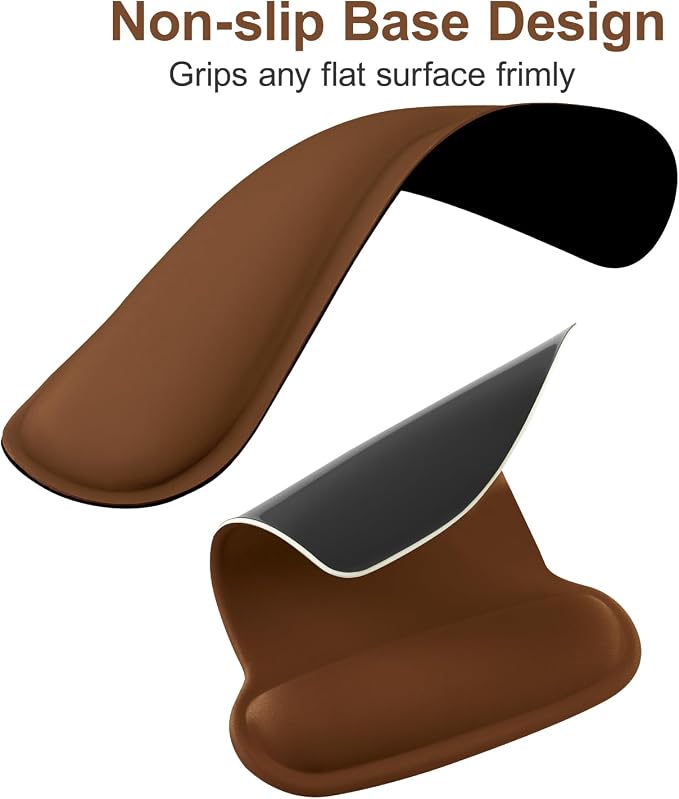 MOSISO Wrist Rest Support for Mouse Pad & Keyboard Set, Ergonomic Mousepad Non-Slip Base Home/Office Pain Relief & Easy Typing Cushion with Neoprene Cloth & Raised Memory Foam, Brown
