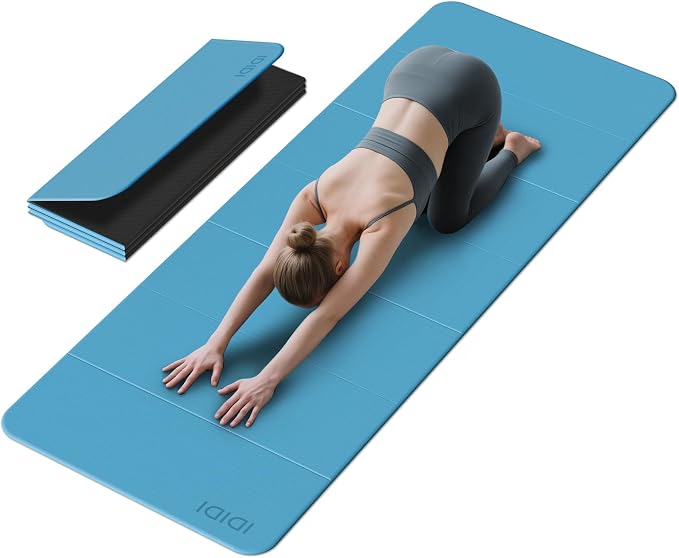 Foldable Yoga Mat Extra Large 74"×31.5" | Double-Sided Non-Slip,Extra Wide Foldable Design,8mm Extra Thick,Exercise Mat for Home, Studio and Travel Use