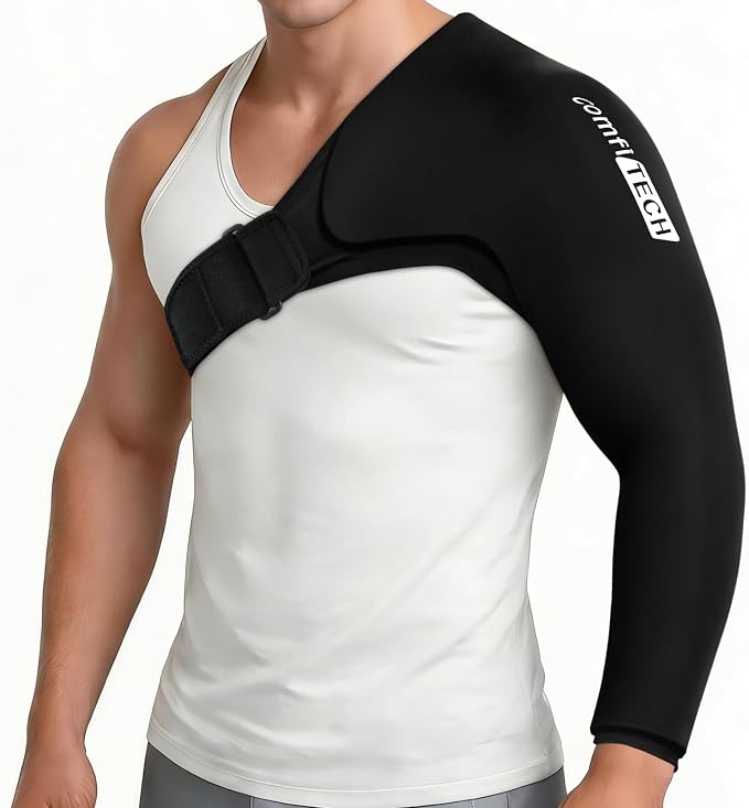 ComfiTECH Shoulder Arm Ice Pack Wrap for Pitchers, Flexible Ice Sleeve, L | Flexible Shoulder Ice Brace for Arm & Elbow, Cold Gel Application for Volleyball Player, Athlete & Throwing Recovery