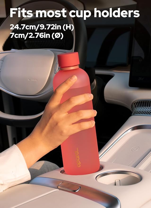 Opard Slim Water Bottle 27oz, Dishwasher Safe Plastic Water Bottle BPA-Free, Leakproof Screw Top, Flamingo Pink, Reusable for Travel School Sport Gym Hiking