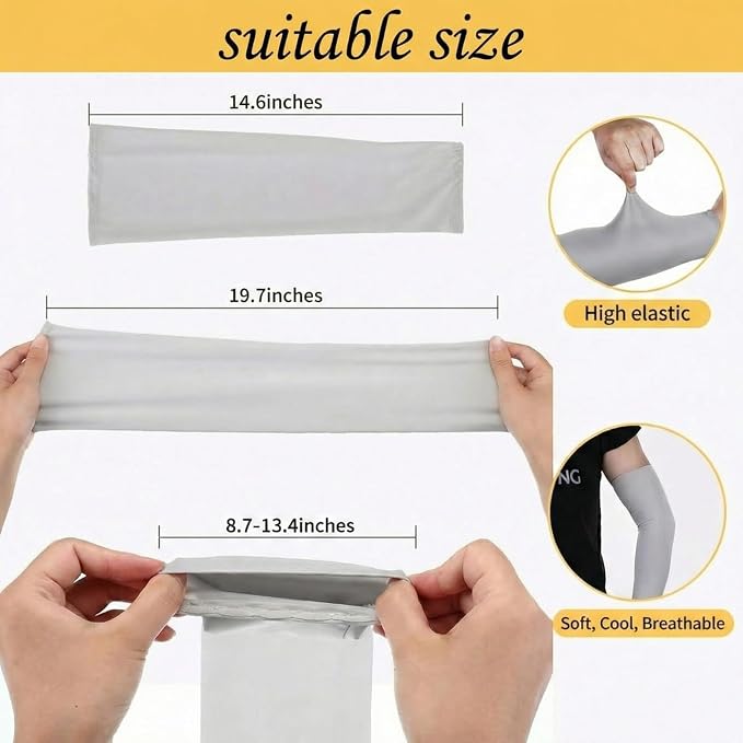 Mudder 8 Pairs UV Sun Protection Cooling Arm Sleeves for Men Women Youth Silk Compression Arm Cover Breathable Outdoors Sport