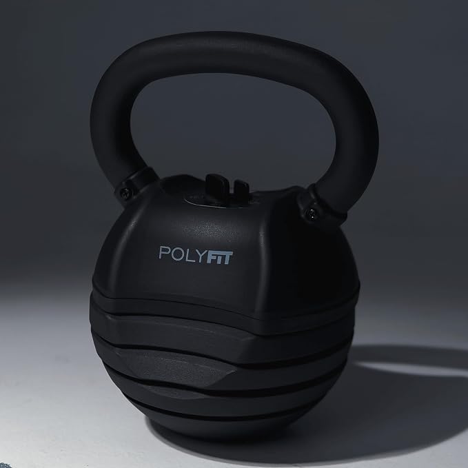 Polyfit Adjustable Kettlebell Set - 5-in-1 Weights for Home Gym | 5-in-1 adjustable weight design, 30/40/50 lb options, non-slip grip, cast iron build, compact for home gyms