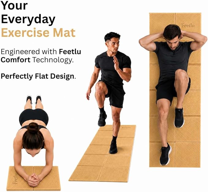 Foldable Yoga Mat, 6mm Thick, 72L x 24W Inch, Lightweight, Anti-Slip, and Easy to Store – Perfect for Travel, Yoga, Pilates, Home Workouts, and Floor Exercises