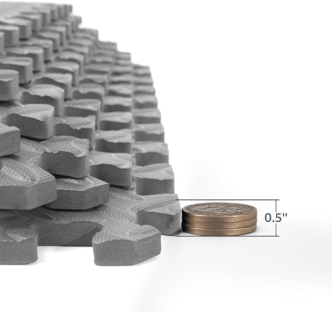 Art3d 96 Sq.Ft Eva Puzzle Exercise Mats, 24"x24" x 1/2" Thick Foam Interlocking Tiles for Flooring, Workout, Gym Equipments, Pack of 24, Grey