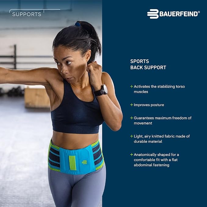 Bauerfeind Sports Back Support - Breathable Compression - Back Panel Features Anatomically Contoured Pad with Nubs for Massaging Effect - Air Knit Fabric Breathable, Durable, Washable