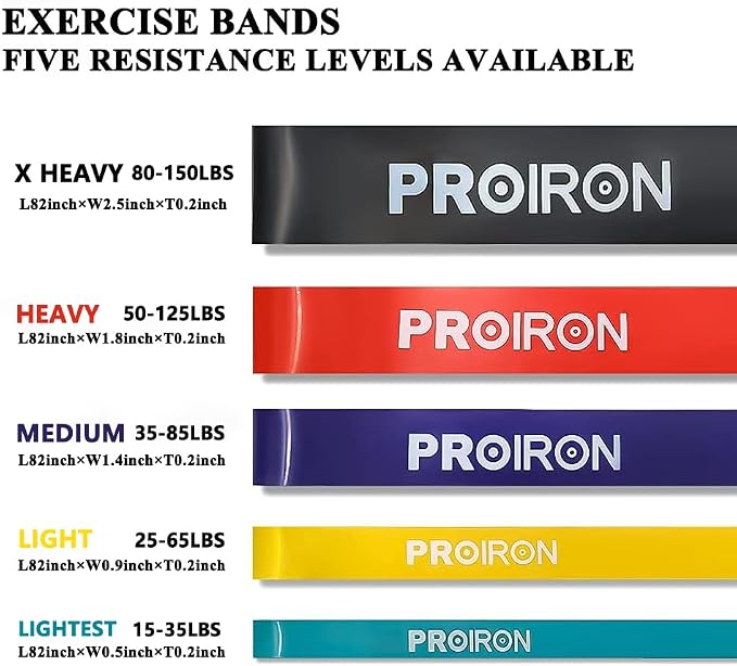 PROIRON Resistance Bands Pull Up Bands Comfortable Exercise Bands Anti-Slip Workout Bands for Pull up Dip Squat Gym Workout Physical Therapy Stretch Bands for Men & Women,Length 81.89in