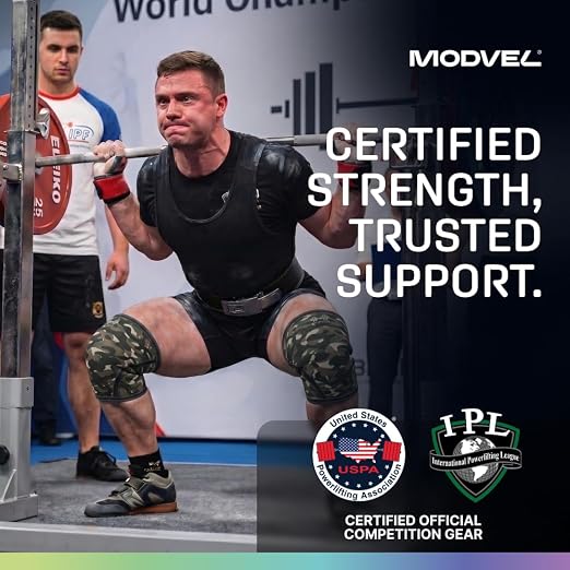 Modvel 7mm Neoprene Knee Sleeves for Men & Women Weightlifting & Powerlifting – Compression Knee Sleeve Support for Squats, Gym, Training – USPA, IPL Approved – Large Army/green (Pair)