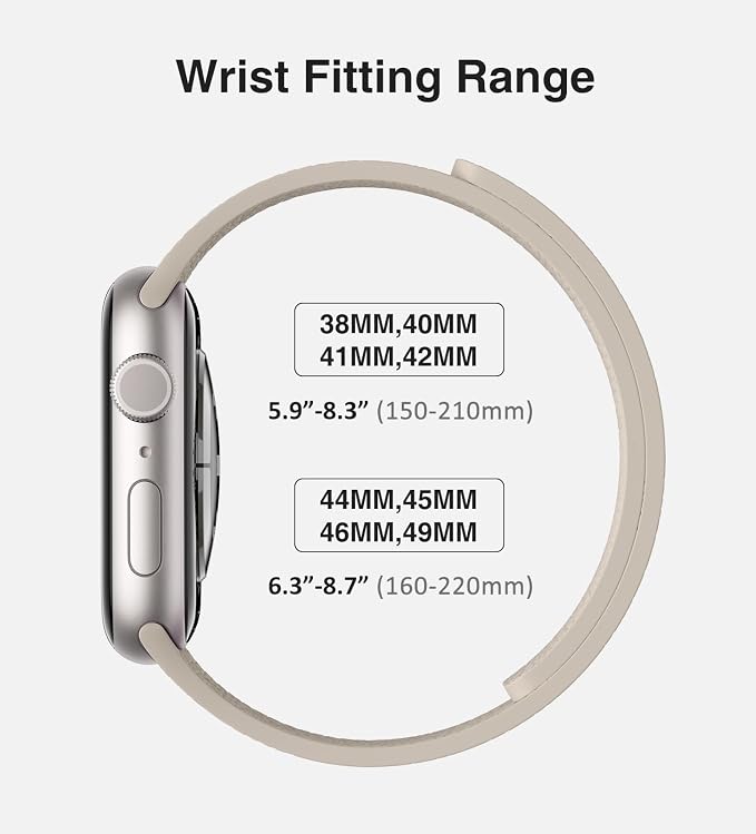 Magnetic Silicone Band Compatible with Apple Watch Band Ultra 3/2/1 & SE 3/2/1 & Series 11 10 9 8 7 6 5 4 3 49mm 46mm 45mm 44mm Strong Magnetic Clasp, Waterproof & Adjustable (Starlight)