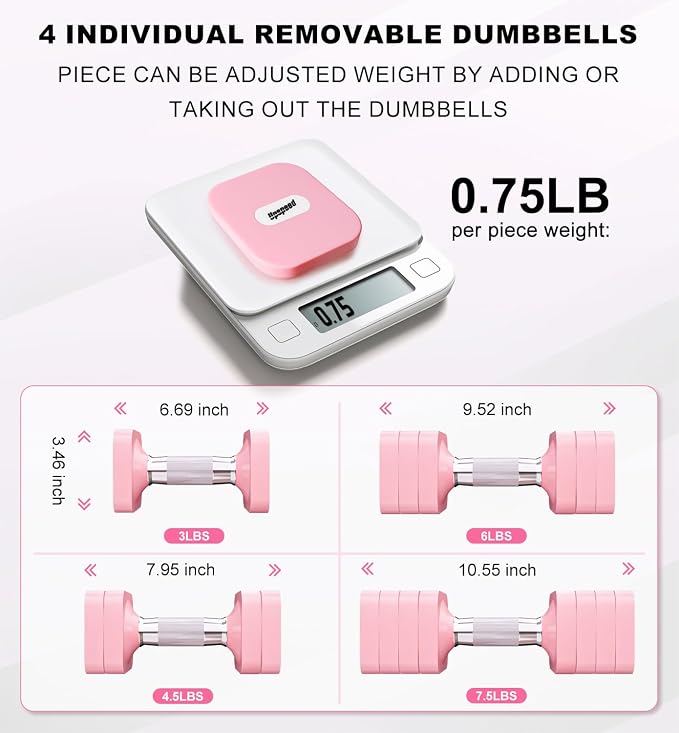 Adjustable Dumbbell Set for Women Men 7.5LB/10LB/15LB/20LB/25LB Each | Dumbbells Set of 2, Free Weight Set at Home Gym, Hand Weights with Locking/Metal Handle for Exercise Muscle Toning Rehab