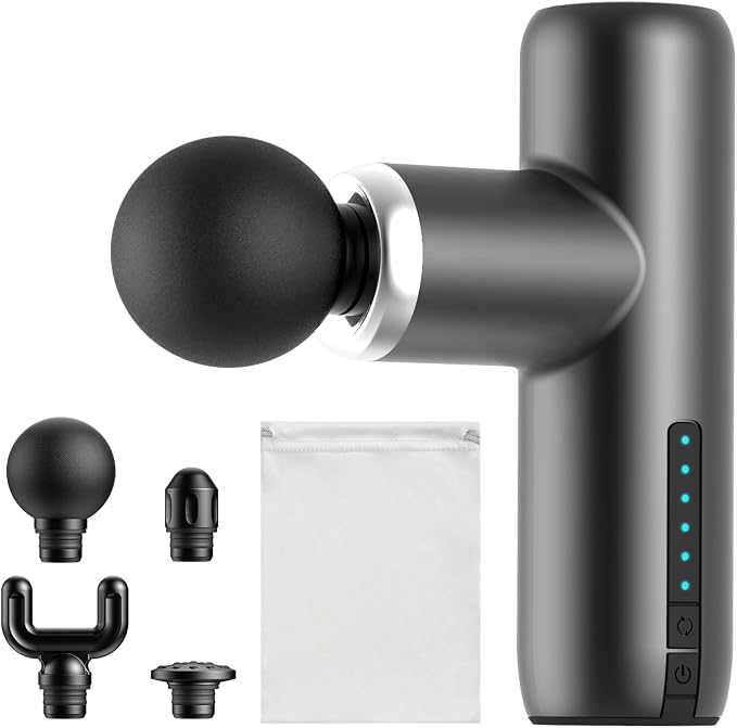 Mini Massage Gun Pocket-Sized Massage Gun Deep Tissue Quiet, Portable Percussion Muscle Travel Massager Gun, Back/Neck Massager for Pain Relief Deep Tissue (Gray)