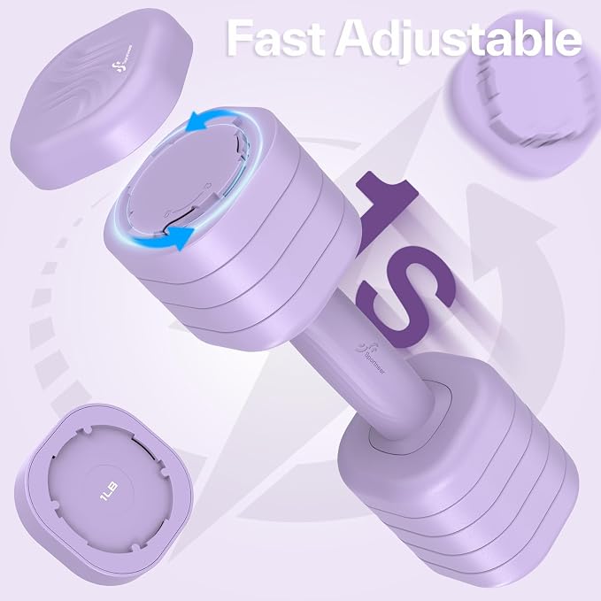 Adjustable Dumbbell Set of 2: Sportneer 4 in 1 Free Weights Dumbbells Set for Women, Hand Weights for Women at Home, Available in 5 lb × 2 and 10 lb × 2 Sets with Soft Rubber Handle for Home Gym Exercise Training