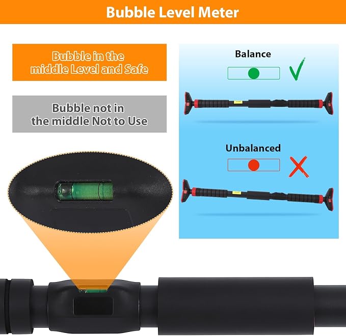 Garvee Pull Up Bar for Doorway,Adjustable Chin Up Bar for with Level Meter | 440 LBS Max Load,No Screws Needed