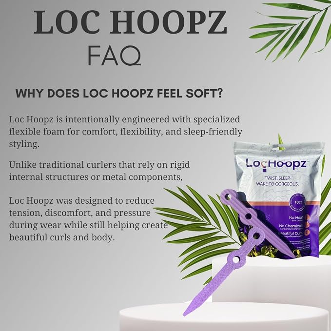 – 10 Long Hair Foam Curling Loops for Microlocs & Sisterlocks, No Heat Hair Curlers for Natural Curls, Soft Sleep-Friendly Rollers for Textured Hair.