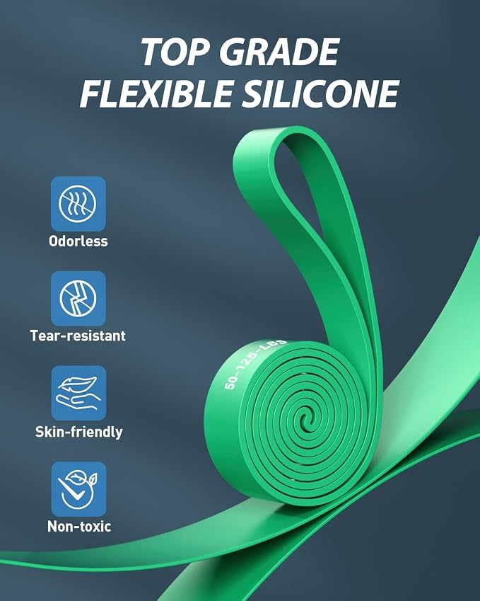 Dapofajo Resistance Bands for Working Out: Silicone 5-Level Exercise Bands, 3X Tear-Resistant, Pull Up Assistance - Physical Therapy & Strength Training for Men & Women
