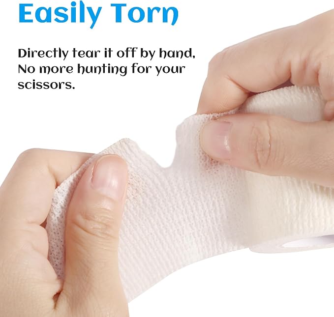 36 Rolls Elastic Self Adhesive Bandage Wrap 2 Inch, Breathable Non Woven Cohesive Bandage, Vet Wrap for Dogs, Ankle Sprains Swelling Self Stick Bandage Wrap, Sports Athletic Tape White