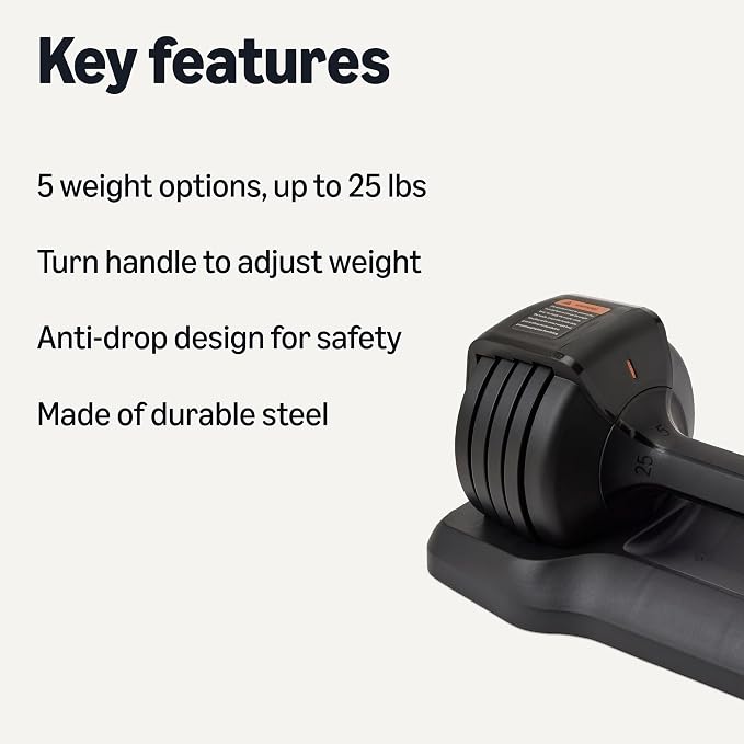 Amazon Basics Adjustable Dumbbell, 25 lb