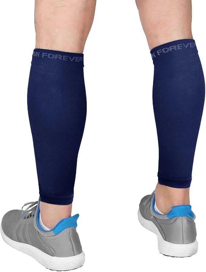 Run Forever Calf Compression Sleeve for Men & Women, 20-30mmHg Compression | Leg Sleeve for Shin Splints, Varicose Veins, Swelling & Pain Relief | Footless socks for Running, Cycling & Travel
