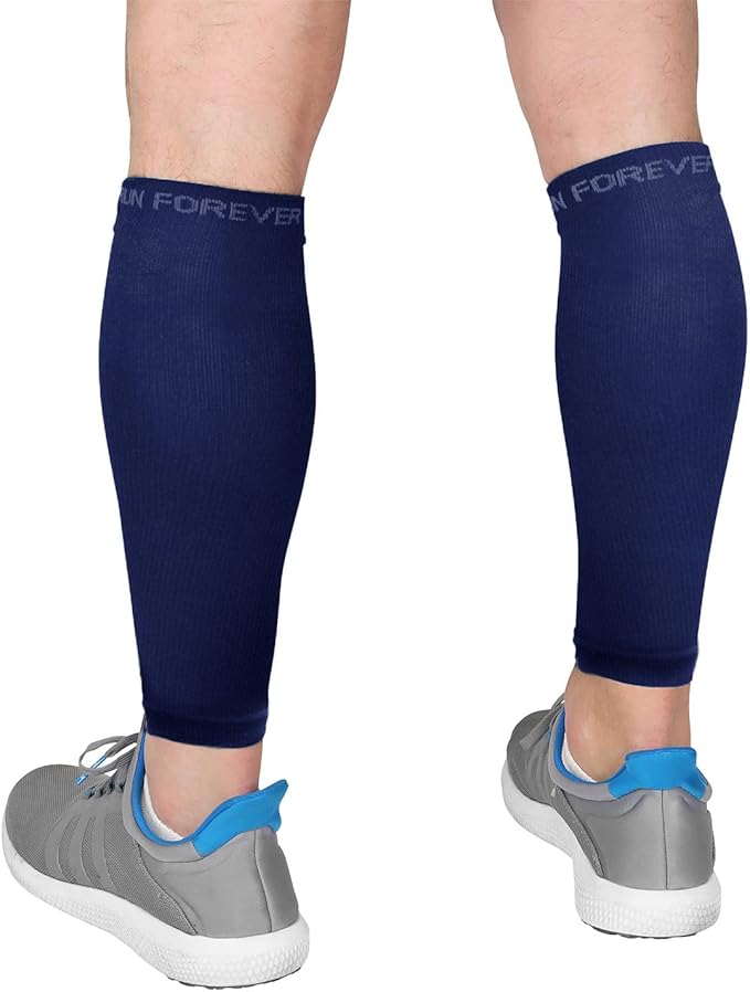 Run Forever Calf Compression Sleeve for Men & Women, 20-30mmHg Compression | Leg Sleeve for Shin Splints, Varicose Veins, Swelling & Pain Relief | Footless socks for Running, Cycling & Travel