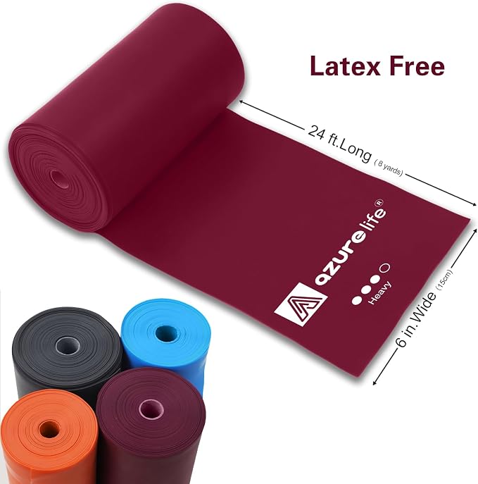 A AZURELIFE Professional Individual Exercise Resistance Bands, Single 5, 6,7 Ft or 8 Yards Elastic Bands, Non-Latex Stretch Bands for PT, Yoga, Pilates, Rehab, at-Home or The Gym Workouts
