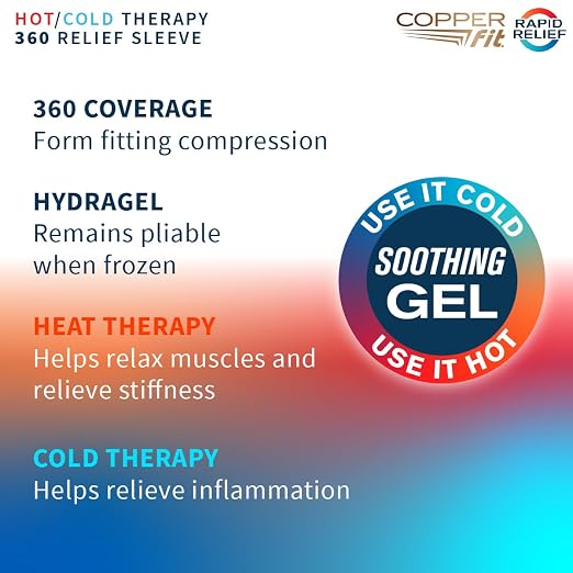 Copper Fit 360 Freeze Compression Sleeve (XX-Large) | Hot and cold compression sleeve for pain relief, swelling reduction, recovery, and joint support.