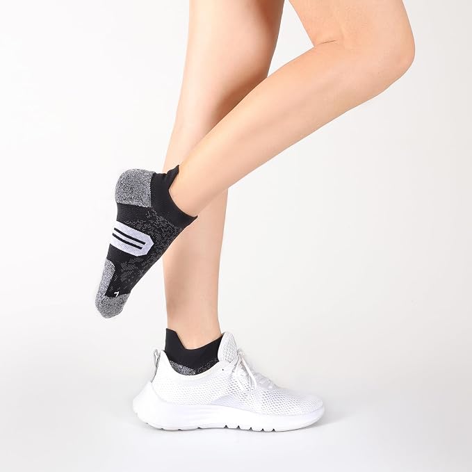 BUDERMMY Womens Ankle Compression Socks with Arch Support Athletic Low cut Running Socks for Women Workout Cushion 5 Pairs