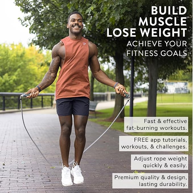 Crossrope Get Strong Weighted Jump Rope Set for Strength | Power Handles with 1 and 2 lb weighted ropes to build power and endurance. Designed for full-body, strength-focused workouts.