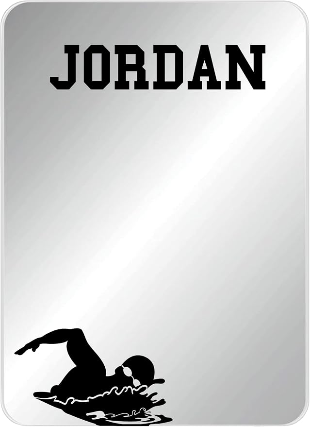Personalized Sports Player Fan Team Club Locker Mirror Magnet – Back to School Decor, Colorful Magnetic Organizer Accessory for Gym, Home, Office & Refrigerator (Swimming Male Swimmer)