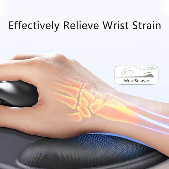 Ergonomic Mouse Pad with Wrist Rest, Gel Wrist Support Mousepad, Pain Relief Laptop Computer Mouse Pad, Non-Slip Mouse Pads for Office & Home (Blue)