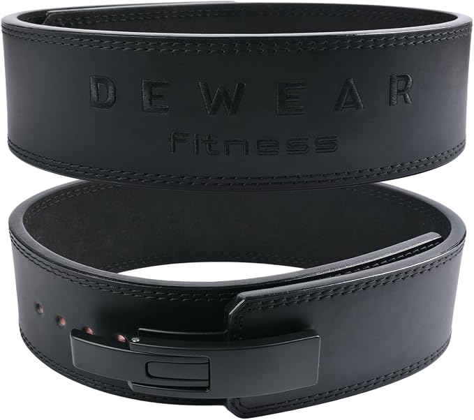 Genuine Leather Weight Lifting Belt with Lever Buckle, 10mm Thick 4" Leather Lumbar Back Support, Gym Belts Ideal for Training, Weightlifting, Bodybuilding, Squats and Deadlifts