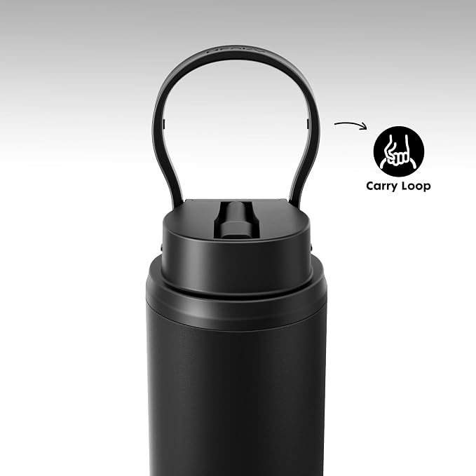 Meoky 24 oz Insulated Water Bottle: Flip-to-Pop Straw, Leak Proof, 24H Cold, Fits in Car Cup Holder, Wide Mouth, BPA-Free, Stainless Steel Water Bottle for Men Travel Sports School, Night