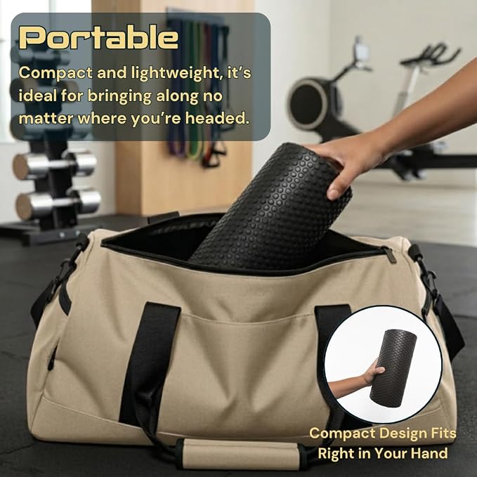 Foam Roller for Muscle Massage, Stiff Back Pain Relief, Physical Therapy, Deep Tissue, Exercise Equipment for Home Gym, Stress, Yoga, Pilates for the Fit Citizen (Black, Small 12 x 6 Inches)