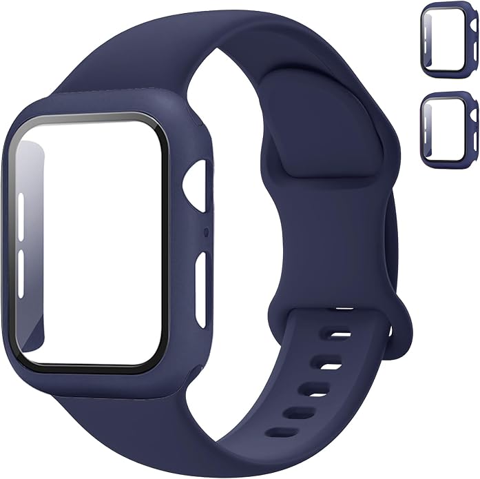 Sport Band and Case for Apple Watch Band 40mm 44mm 46mm 42mm 41mm 45mm 38mm iWatch Bands for Women/Men,Silicone Waterproof Strap with Cover Combo for Apple Watch Series 11 10 9 8 7 6 5 4 SE Ultra/2 3