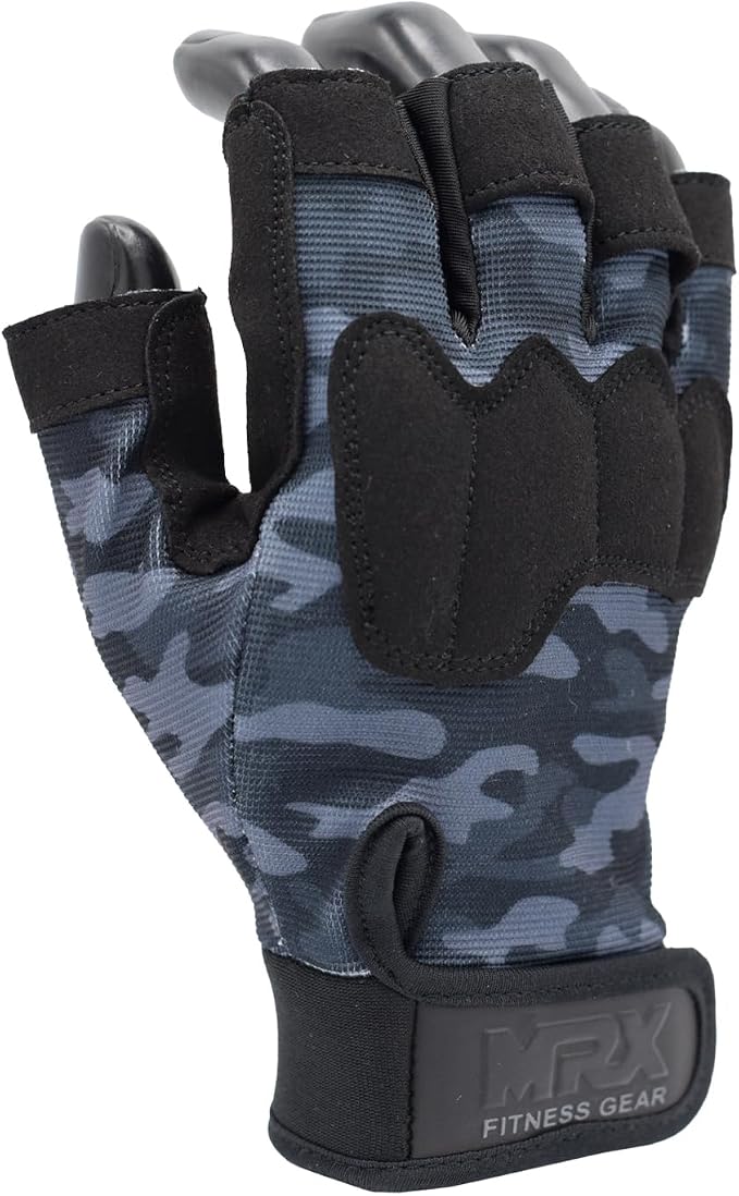 MRX Weightlifting Gloves for Men Workout Gloves Mens Wrist Support Lifting Gloves Male Gym Gloves | Workout Gym Accessories for Men Weight Lifting Fingerless Gym Exercise for Powerlifting