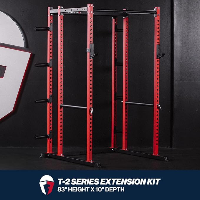Titan Fitness T-2 Series Power Rack Extension Kit, 12-Gauge Steel Uprights, Bolt-Together Rack Expansion for Home Gym with Weight Plate Holders