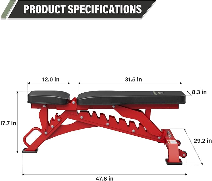MAJOR FITNESS Weight Bench - 1300LBS Weight Capacity and 36 Adjustable Positions Strength Training Bench for Garage and Home Gym Workouts