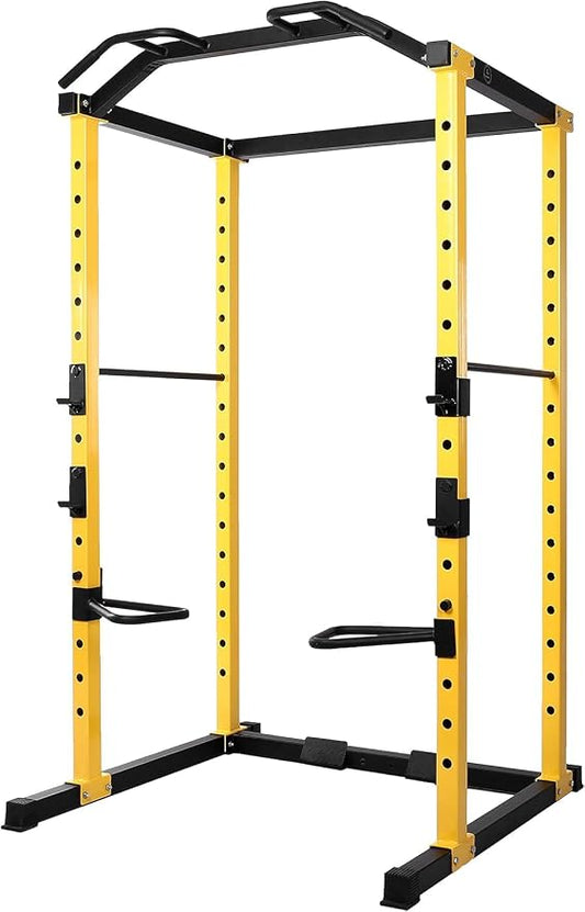 HULKFIT Pro Series 2.35" x 2.35" Power Cage Squat Rack with Attachments and Accessories for Home and Garage Gym Exercise Equipment