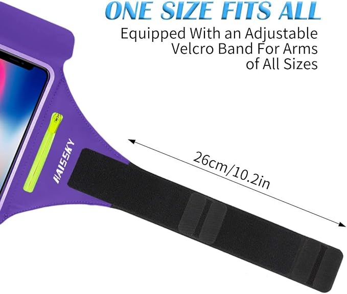 Cell Phone Running Armband with Airpods Zipper Pocket Armband Case Running Holder for iPhone 16/15/ 14/13 / 12 /11Pro Max,Galaxy S20 S10,Sweatproof Arm Band with Card/Key Bag