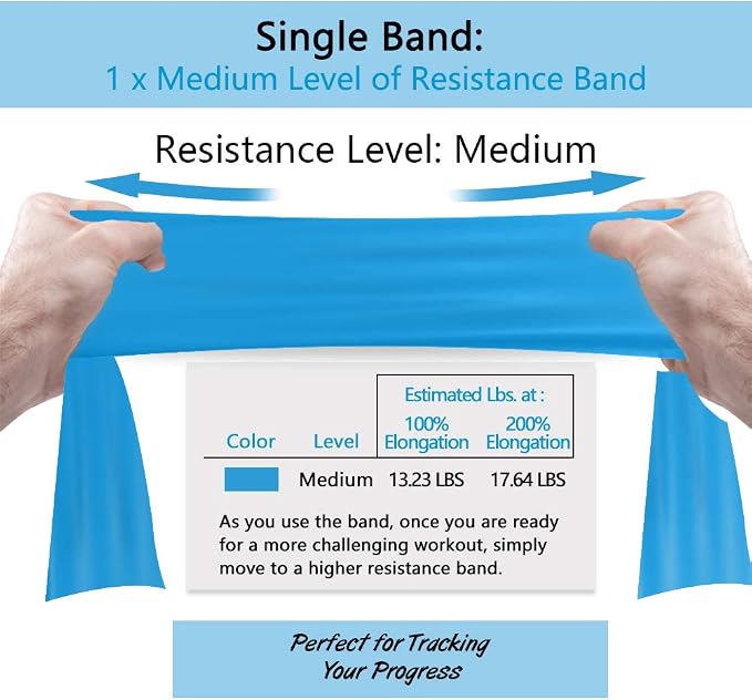 A AZURELIFE Professional Individual Exercise Resistance Bands, Single 5, 6,7 Ft or 8 Yards Elastic Bands, Non-Latex Stretch Bands for PT, Yoga, Pilates, Rehab, at-Home or The Gym Workouts