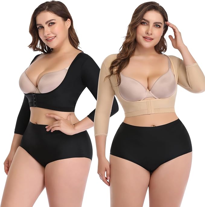 woahee Women's Arm Shaper Plus Size Arm Faja Compression Sleeve Garment Post Surgical Arm Shapewear