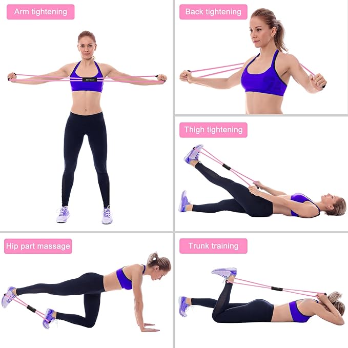 HPYGN Resistance Bands, Figure 8 Exercise Bands for Women Men, 8 Shaped Resistance Bands for Arms, Chest Expander, Yoga Gym Fitness Pulling Rope 8 Word Elastic for Exercise Muscle Training Tubing