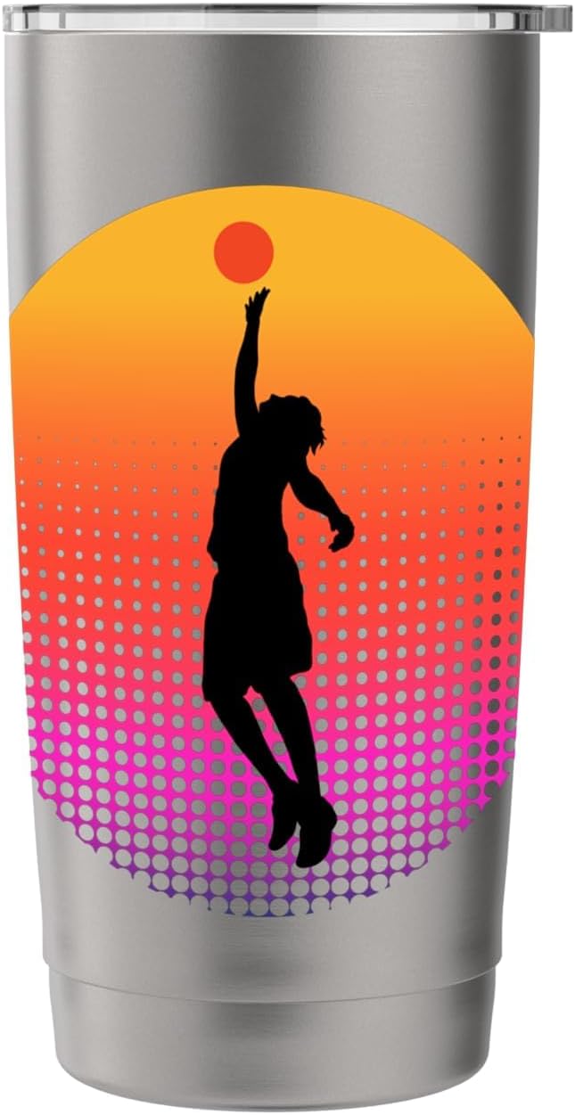 Basketball Game Hoop Slam Dunk Ball Retro Sunset Player Gift Stainless Steel Insulated Tumbler