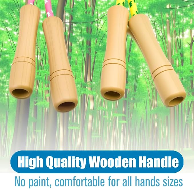 Jump Rope for Kids - Wooden Handle - Adjustable Cotton Braided Fitness Skipping Rope for Toddler Fitness Workout Exercise Outdoor Activity