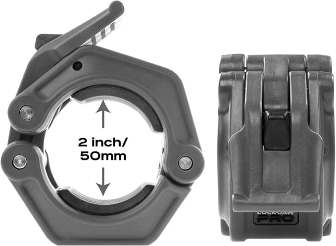 Lock-Jaw PRO 2 Barbell Collars Olympic Barbell Clamps 2 Pcs – Heavy Duty Bar Clamps for 2” & 50mm Olympic Bars – Secure Weight Bar Clamps for Strength Training & Home Gym Accessories – Quick Release